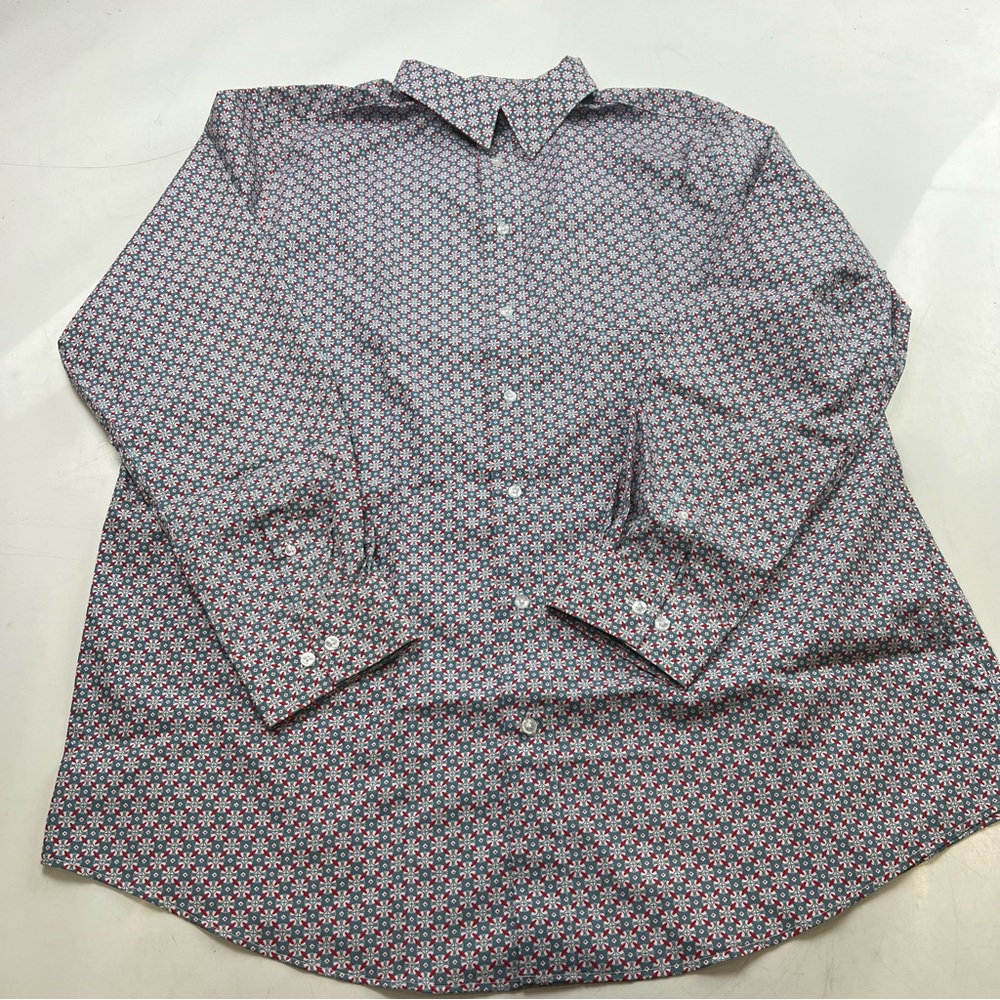 KS Signature men’s blue textured button down shirt 17 1/2 Tall NWT L56-17